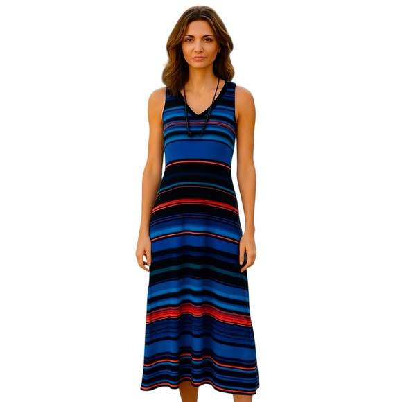 DRESS BARN Sleeveless Striped Maxi Dress - Picture 2 of 16